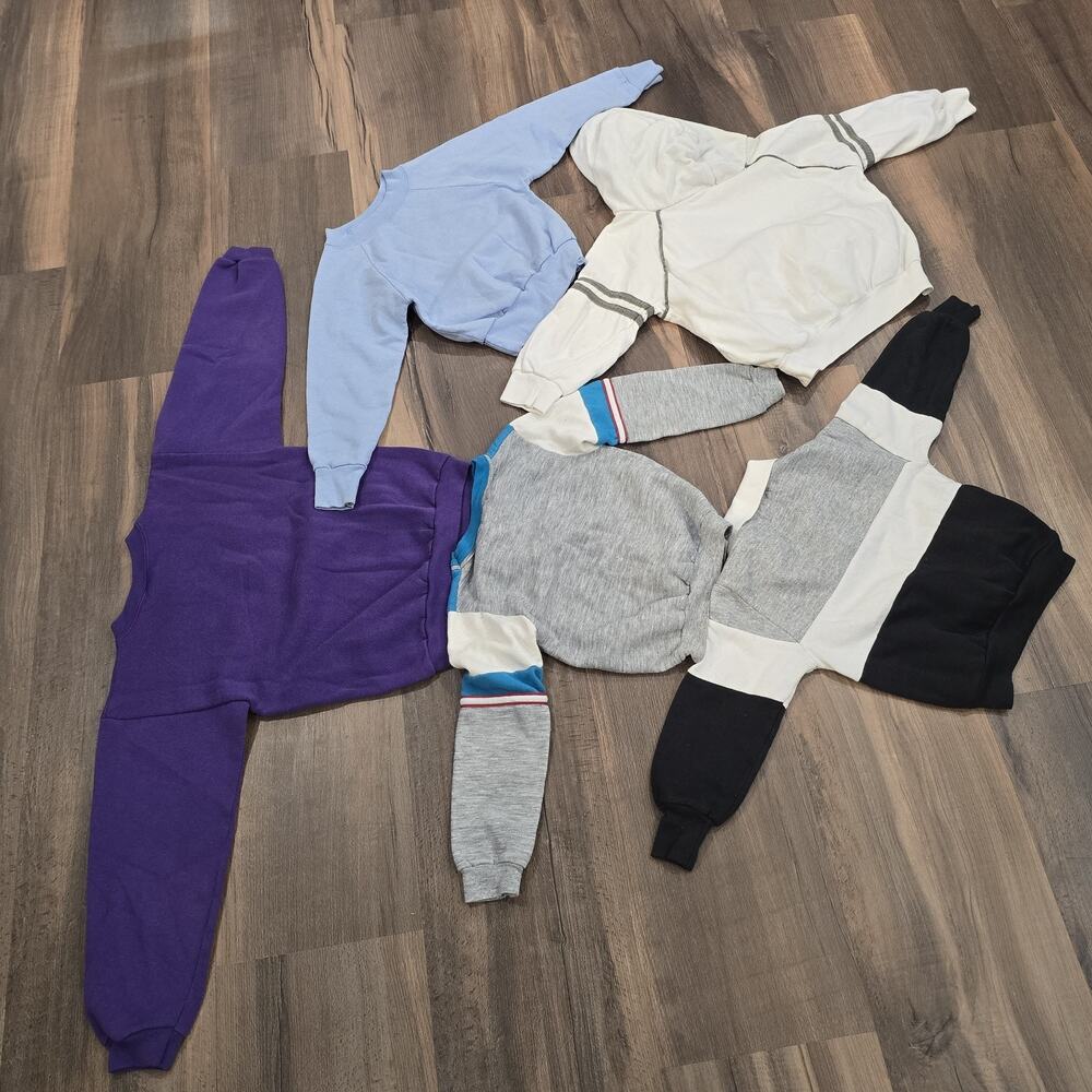 Kids Boys Vintage Crew Neck Hoodie Sweatshirt Lot‎ Blue Gray White USA 80s 90s - Picture 16 of 16